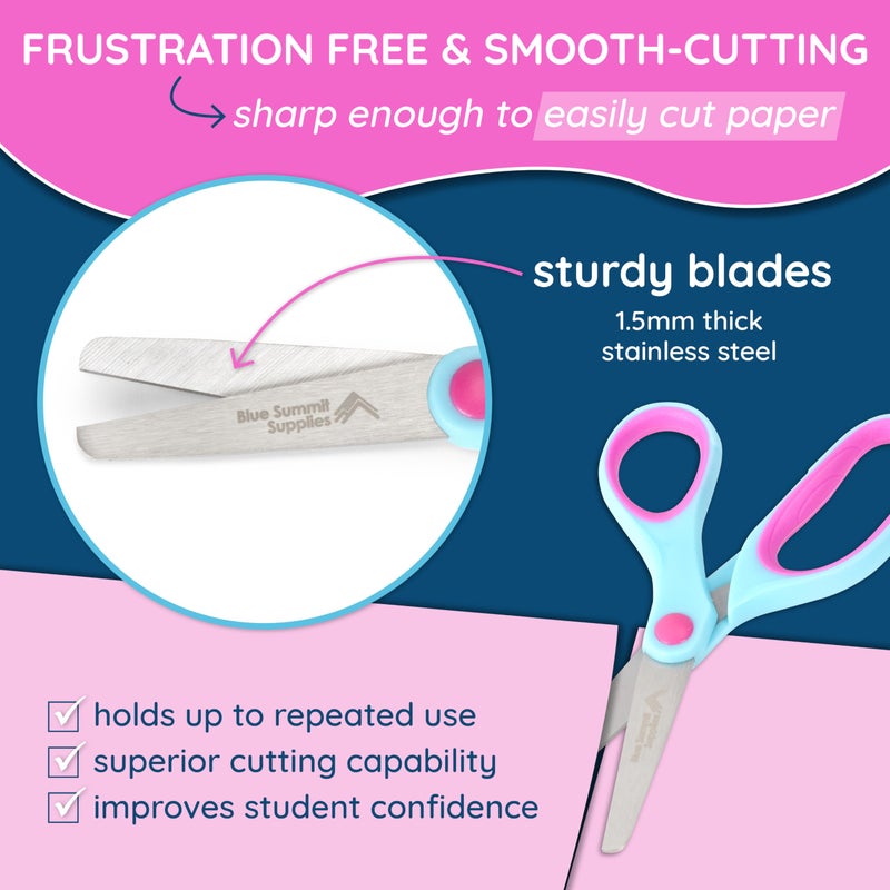 Blue Summit Supplies 12 Pack Kids Scissors, Safety Children Scissors for School, Students, & Classrooms, Comfort Grip, Blunt Tip, Assorted Colors (Orange, Blue, Pink) - Image 3